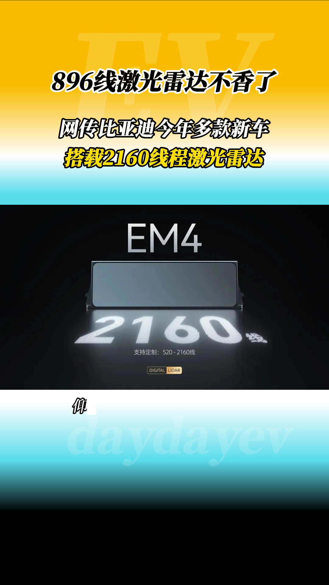 比亚迪新车将搭载2160线束激光雷达